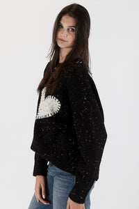 Heart Sweater - Black Fleck