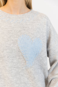 Heart Eco Pullover - Light Grey