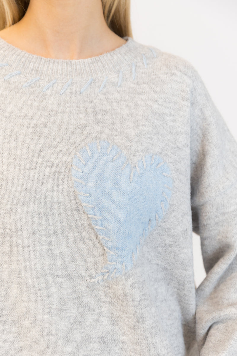 Heart Eco Pullover - Light Grey