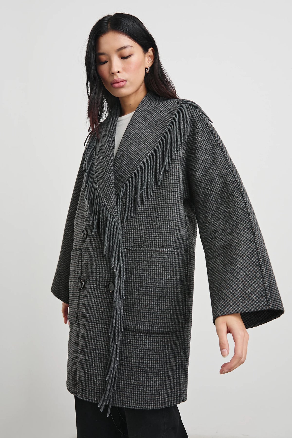 Hugo Coat Charcoal Check