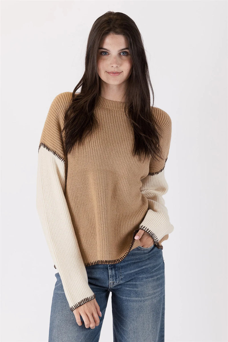 Talia Sweater - Camel/Creme