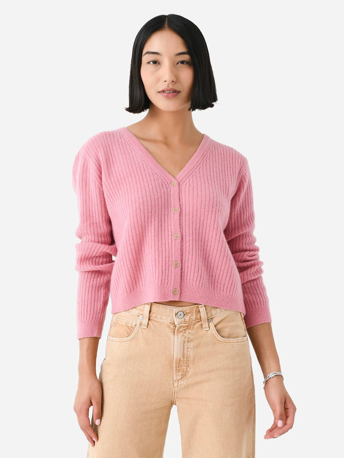 Pink top rose cardigan