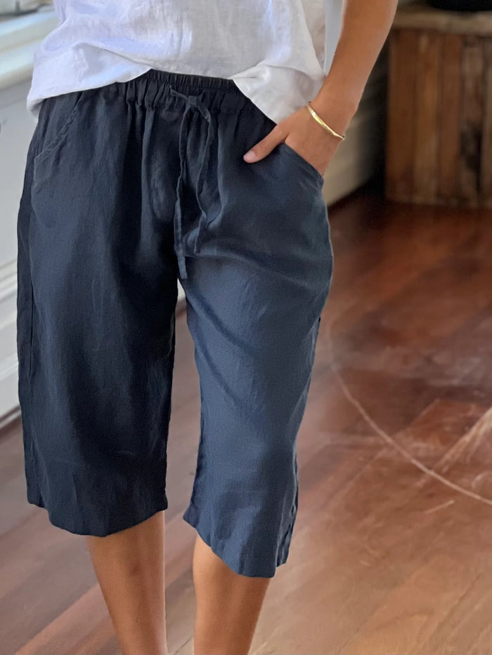 Billy Linen Shorts - Charcoal
