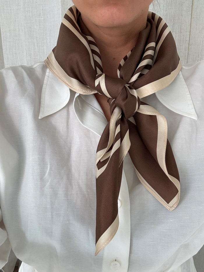 Striped Scarf - Mocha Mousse & Cream