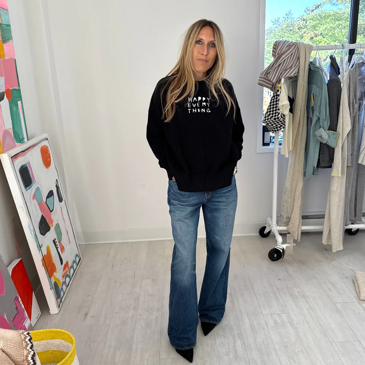 Boyfriend Happy Everything Sweater - Black