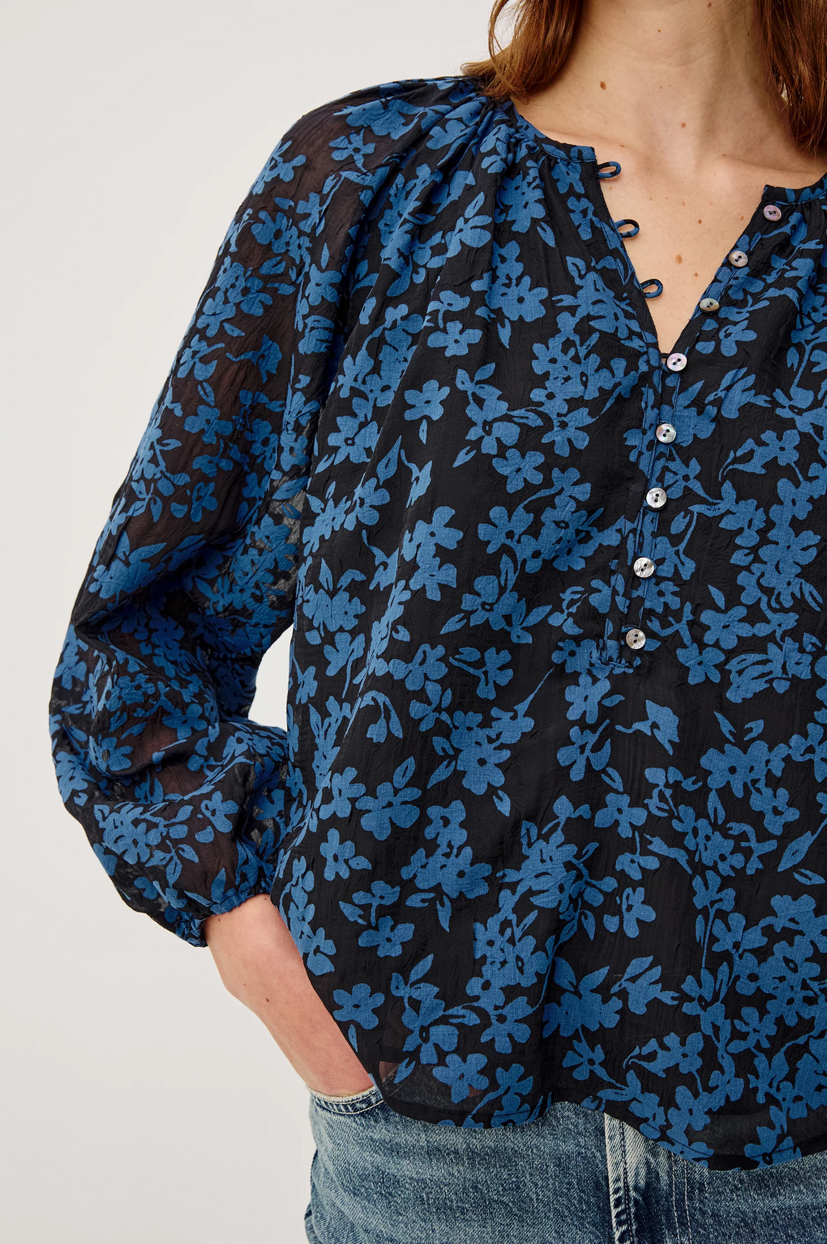 Indi Top - Midnight Silhouette Floral