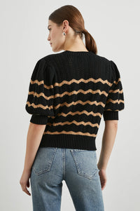 Isla Cardigan - Black Camel Stripe