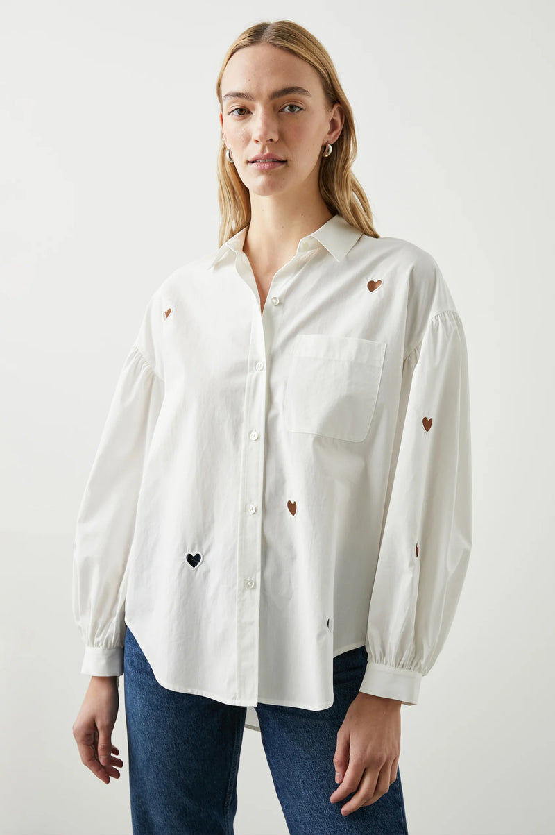Janae Shirt - White Eyelet Hearts - Rails Clothing – Twist Fashions Inc.