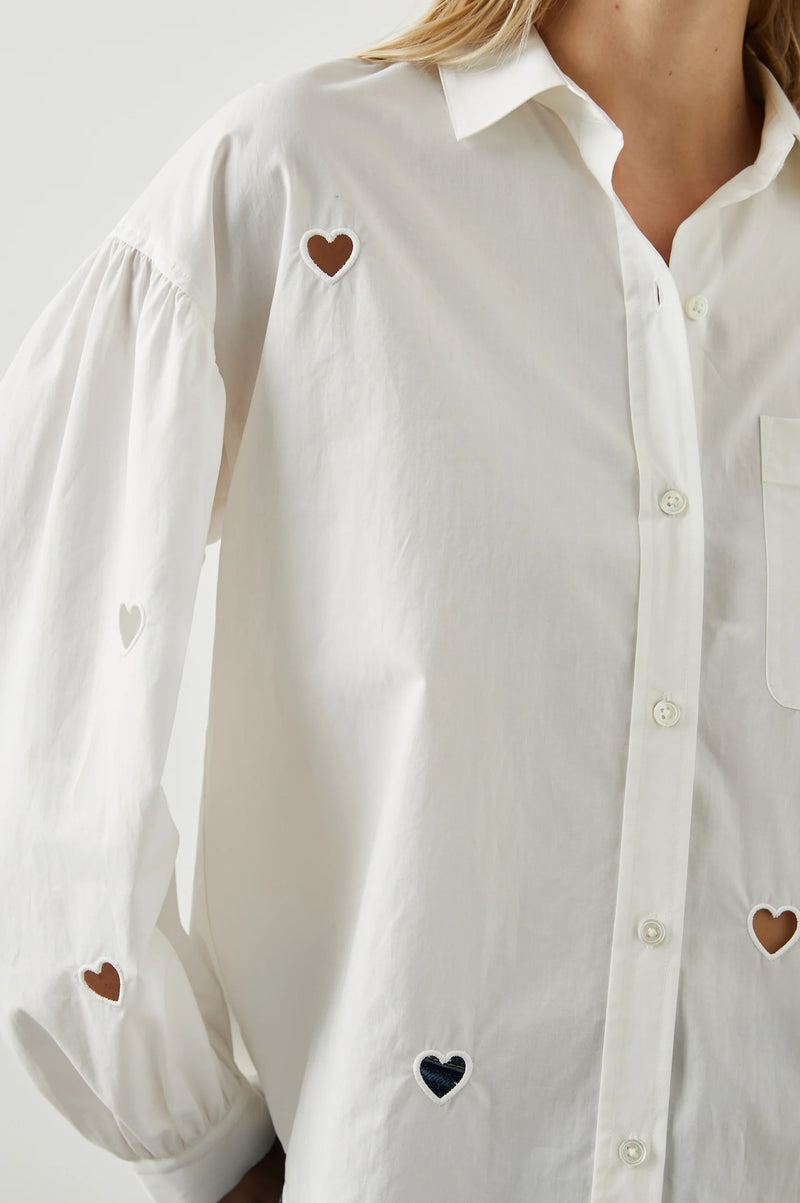 Janae Shirt - White Eyelet Hearts