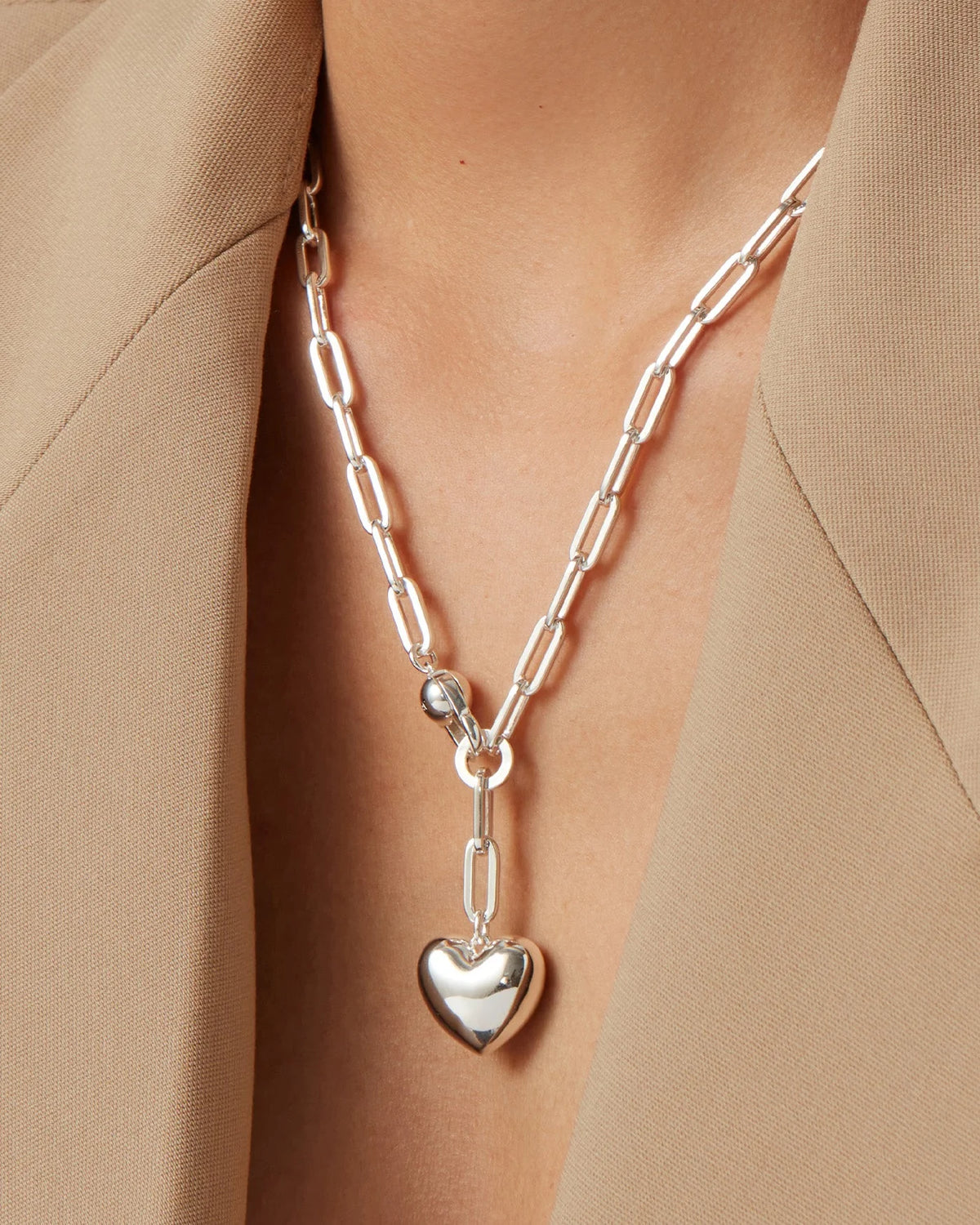 Puffy Heart Chain - Silver