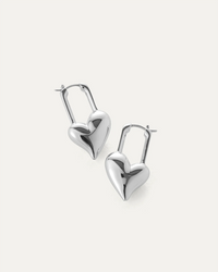 Padlock Heart Earrings - Silver