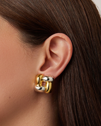Small Woven Square Earrings - Two Tone