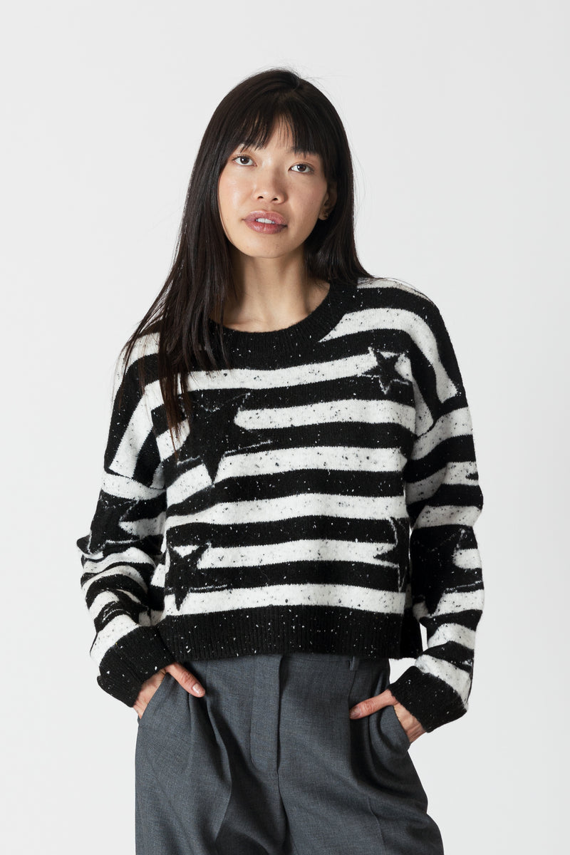 Jessie Sweater - White/Black Fleck