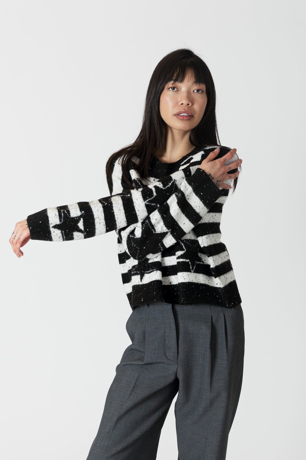 Jessie Sweater - White/Black Fleck