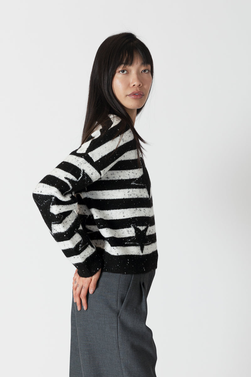 Jessie Sweater - White/Black Fleck