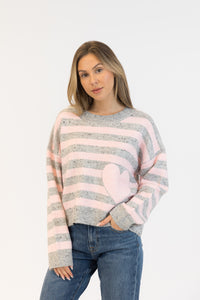 Jessie Pullover - Light Grey/Pink