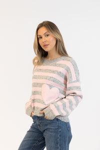 Jessie Pullover - Light Grey/Pink