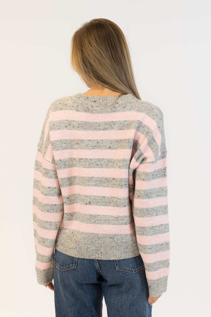 Jessie Pullover - Light Grey/Pink