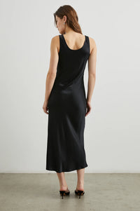 Kailani Dress - Black Satin Crepe