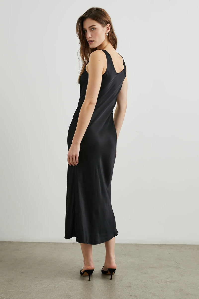 Kailani Dress - Black Satin Crepe