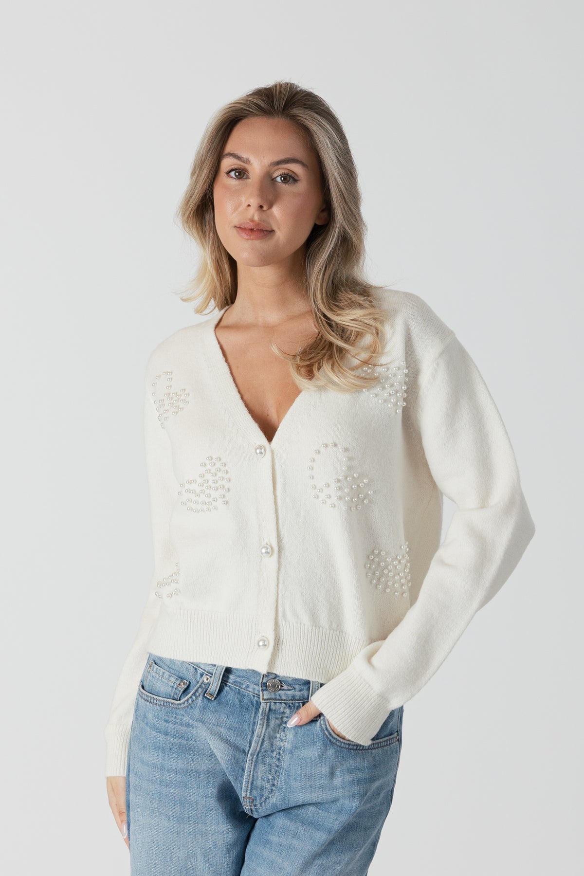 Kailie Heart Cardigan - White