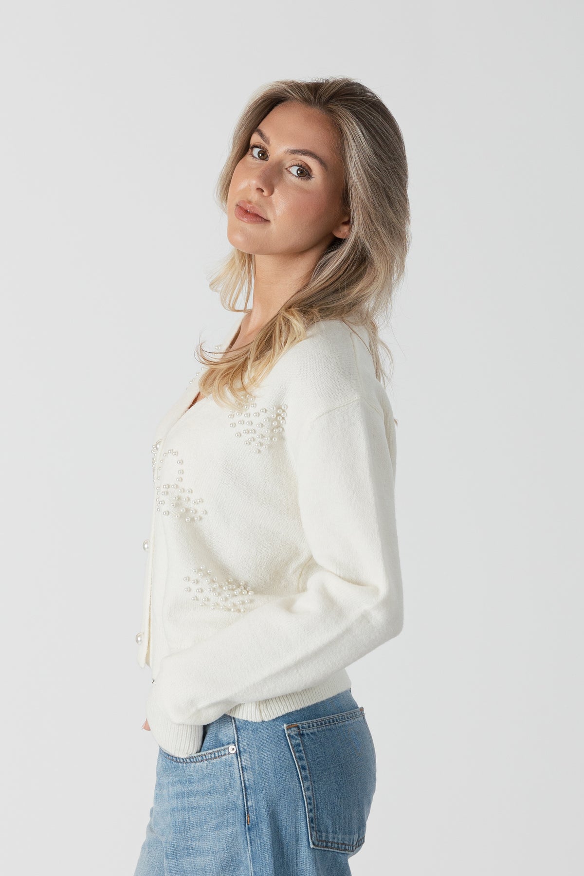 Kailie Heart Cardigan - White