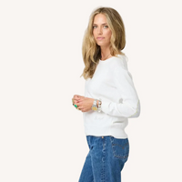 Patchwork Cotton Pullover - White