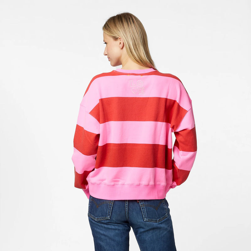Boyfriend Stripes Sweatshirt - Cherri