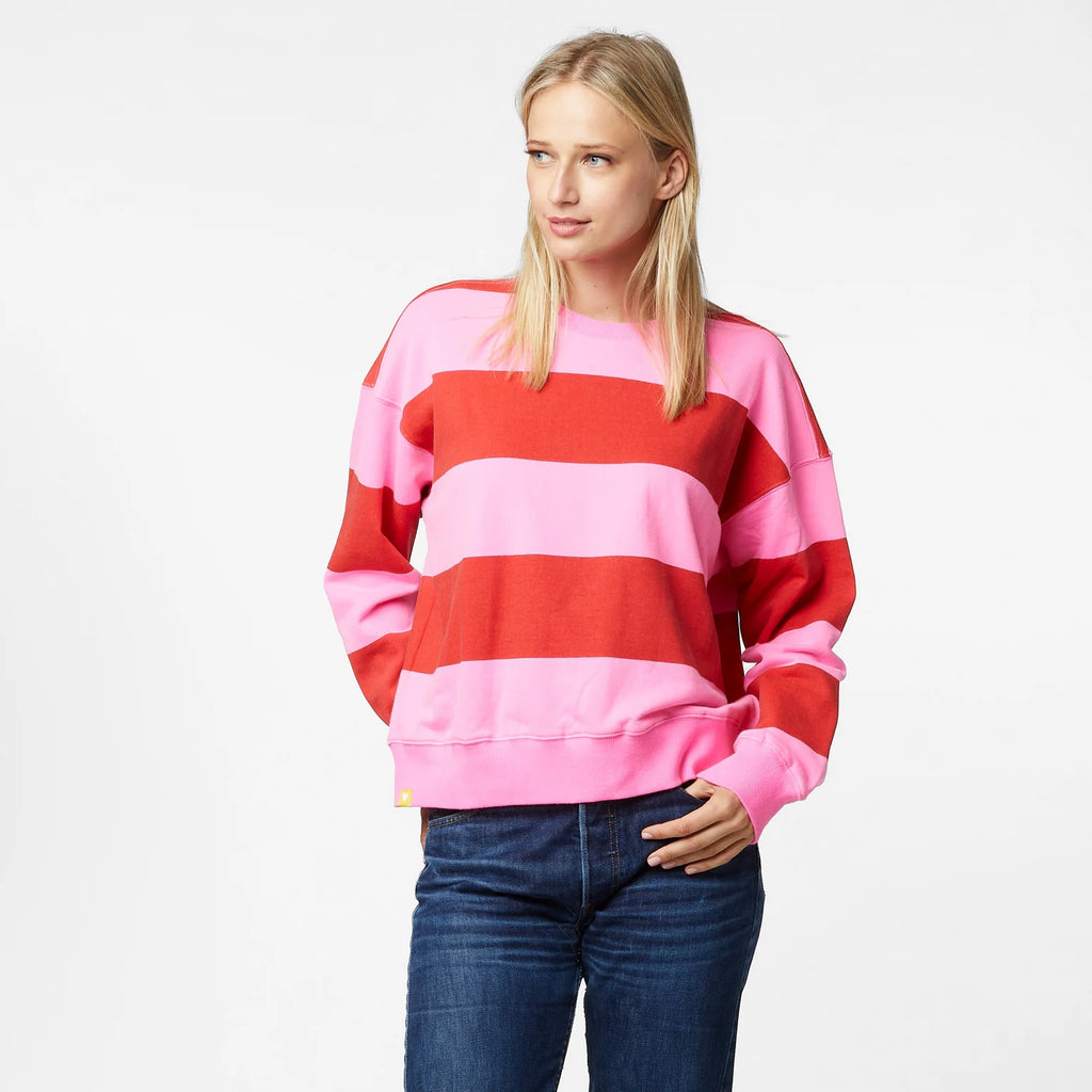 Pink and white striped 2025 sweatshirt