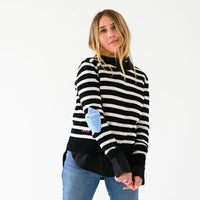 Patchwork Pullover - Happy Stripes - Black