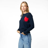 Charli Drippy Heart Sweater Unisex - Indigo