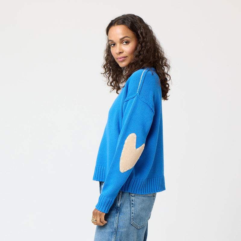 Frenchy Cotton Sweater - Mid Blue