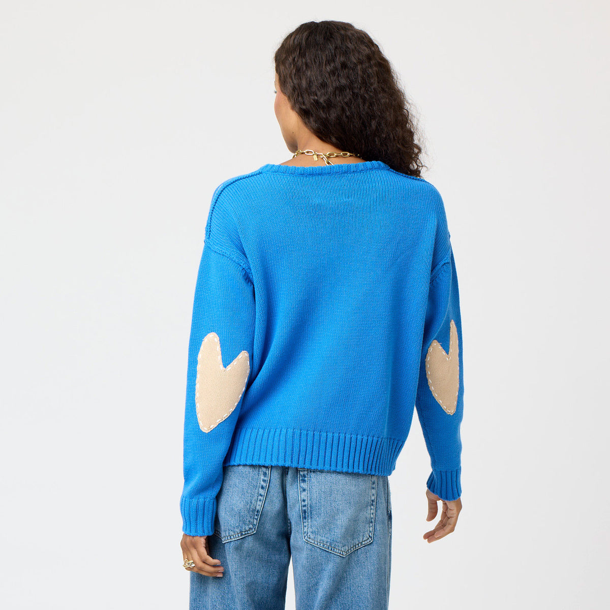 Frenchy Cotton Sweater - Mid Blue