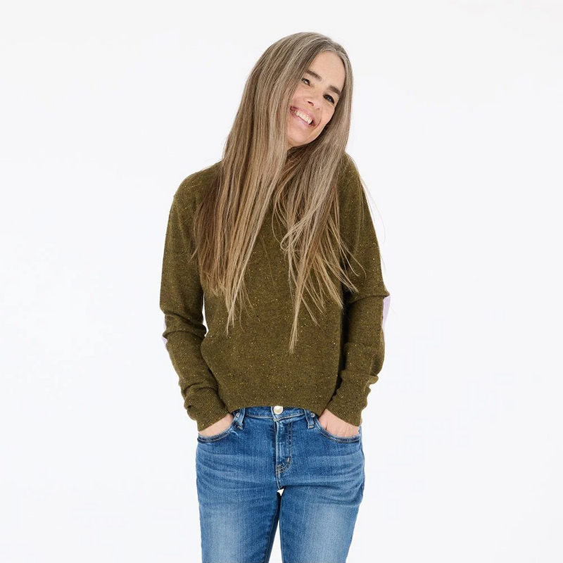 Patchwork Pullover - Army Green Donegal