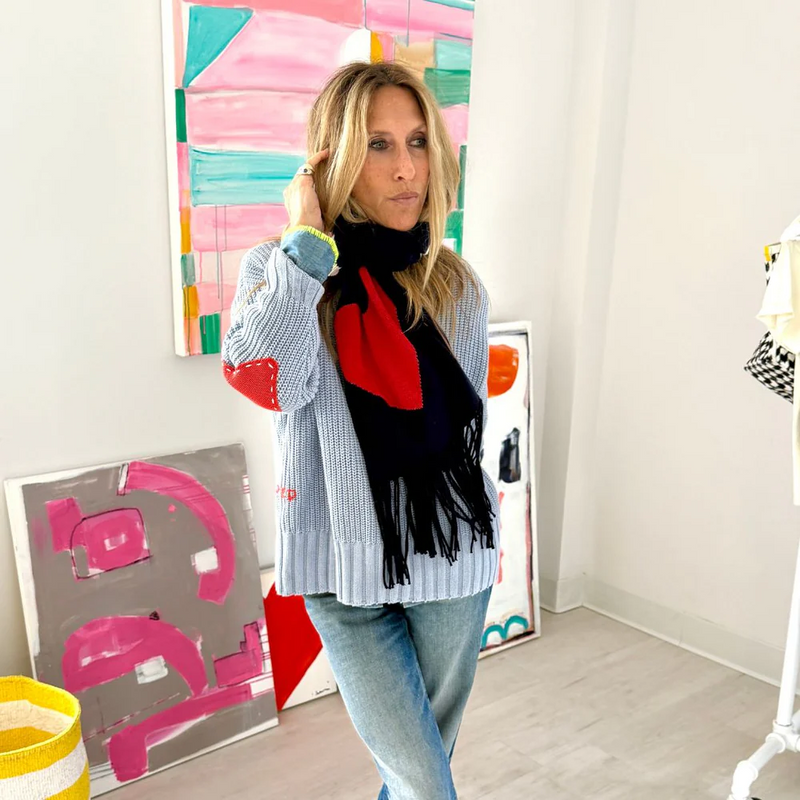 Marlow Imperfect Heart Sweater - Steel Blue