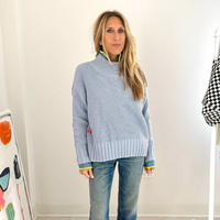 Marlow Imperfect Heart Sweater - Steel Blue