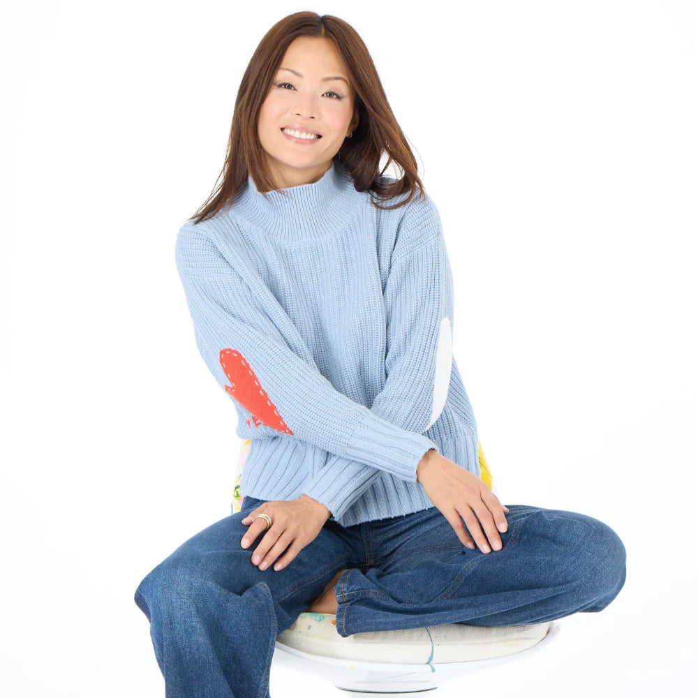 Marlow Imperfect Heart Sweater - Steel Blue