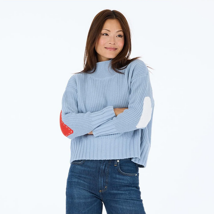 Marlow Imperfect Heart Sweater - Steel Blue