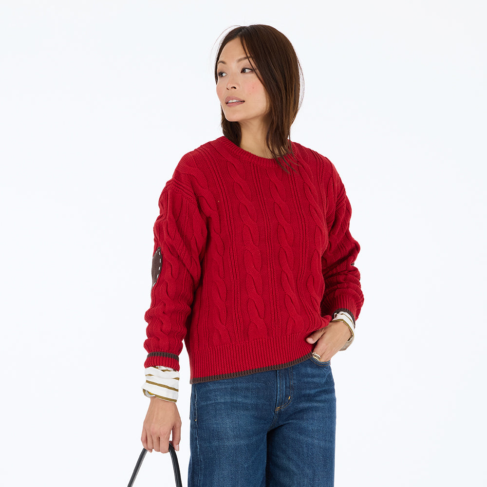 Maxwork Cable Sweater - Cherri Red