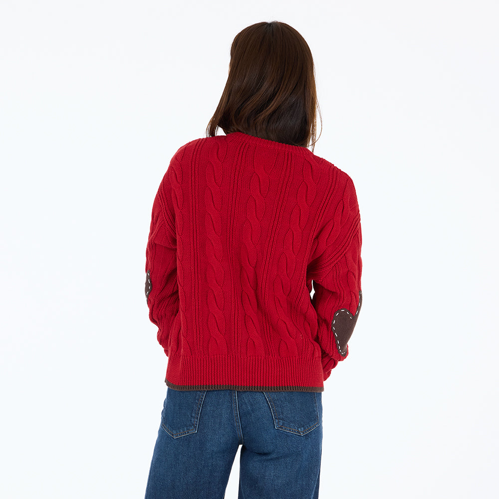 Maxwork Cable Sweater - Cherri Red
