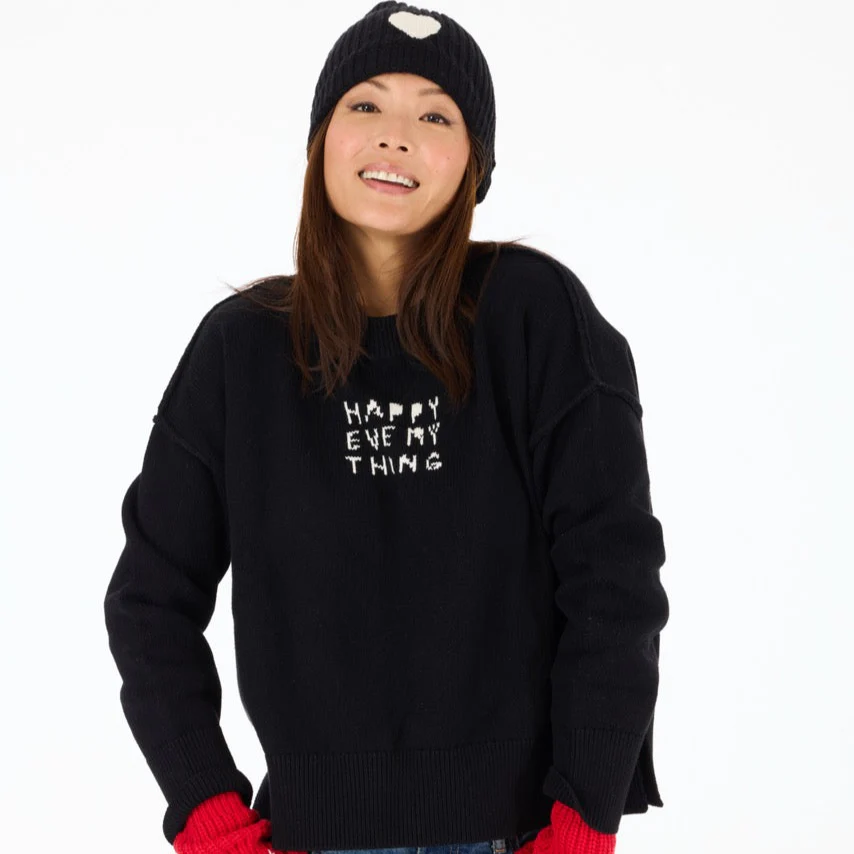 Boyfriend Happy Everything Sweater - Black