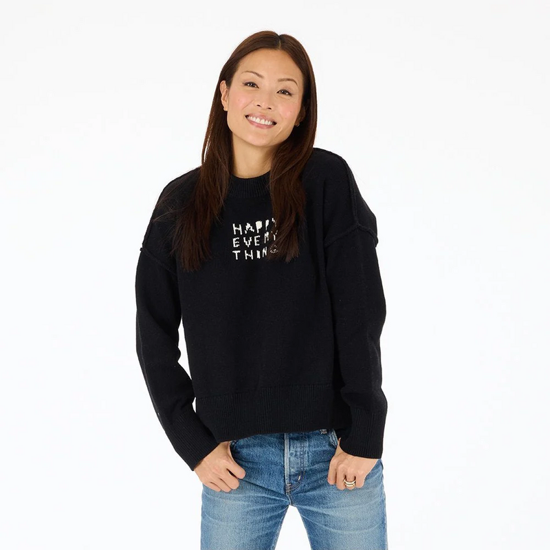 Boyfriend Happy Everything Sweater - Black