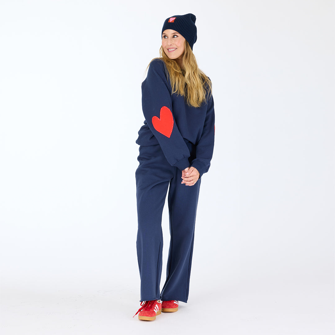 Benton Imperfect Heart Patch Sweatshirt - Indigo Blue
