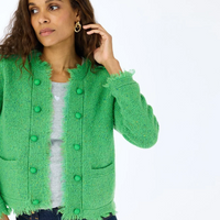 Fringe Beau-lero Cardigan - Grass Green