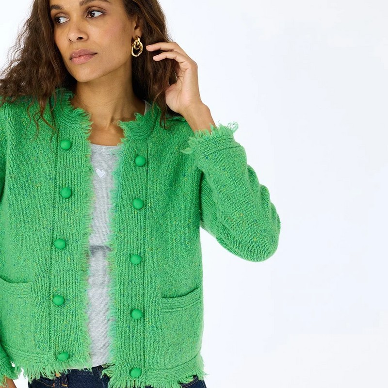 Fringe Beau-lero Cardigan - Grass Green