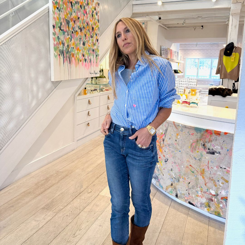 Mia Shirt Stripe - Blue/White