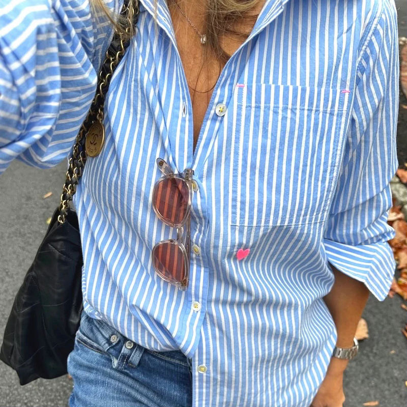 Mia Shirt Stripe - Blue/White