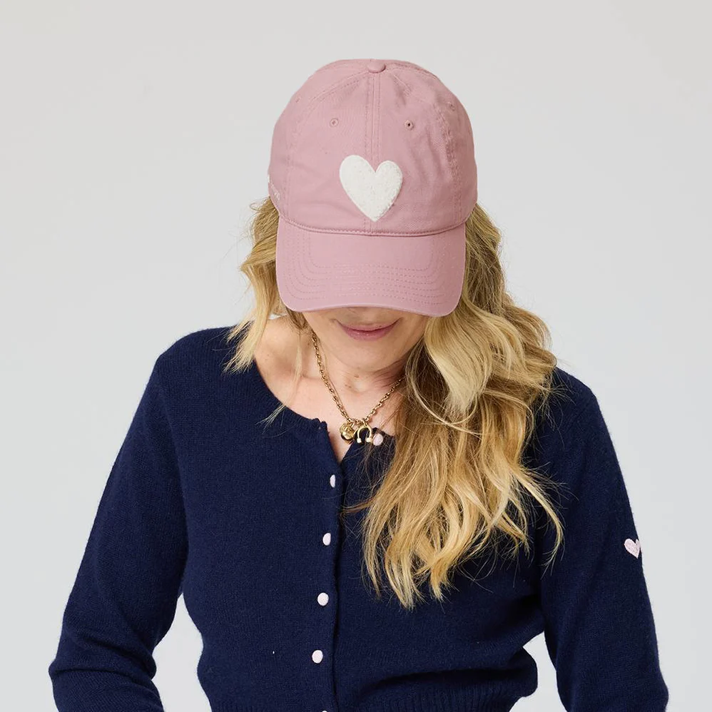 KR Imperfect Chenille Heart Hat - Mauve Cream