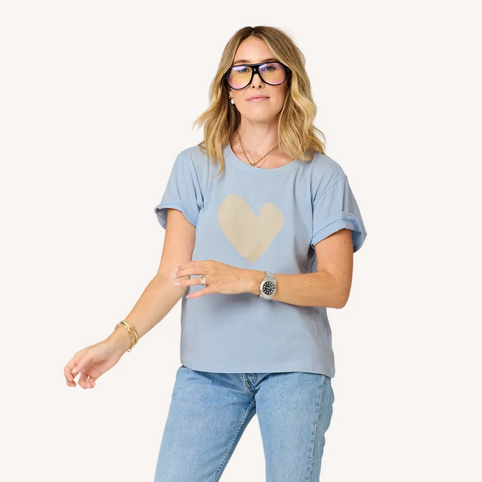 Suke Imperfect Heart Tee - French Blue Latte