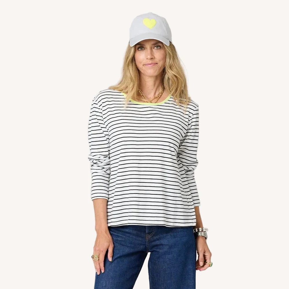 KR Long Sleeve Stripe Tee - White/Black